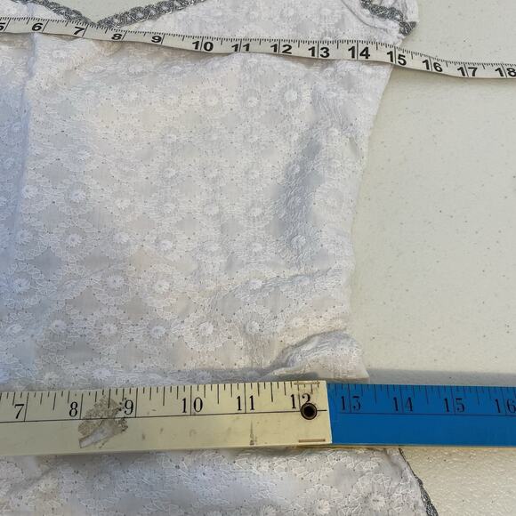 Vintage Mini Dress White Lace Butterfly Sequins Zip Back Split Side Jrs XS/S - Picture 2 of 9